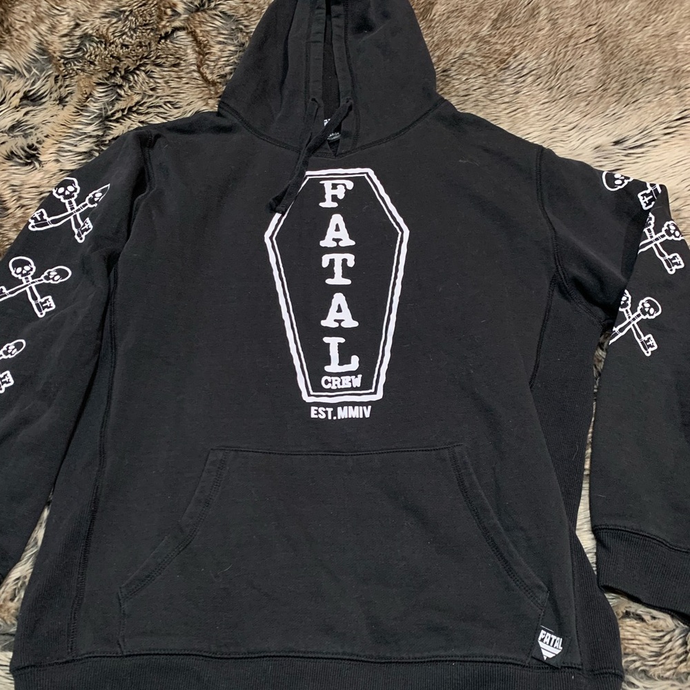 FATAL CREW Coffin Black Hoodie Size L